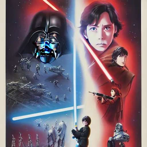 Image similar to film still Poster of Star Wars Return of the Jedi Artwork by Dice Tsutsumi, Makoto Shinkai, Studio Ghibli