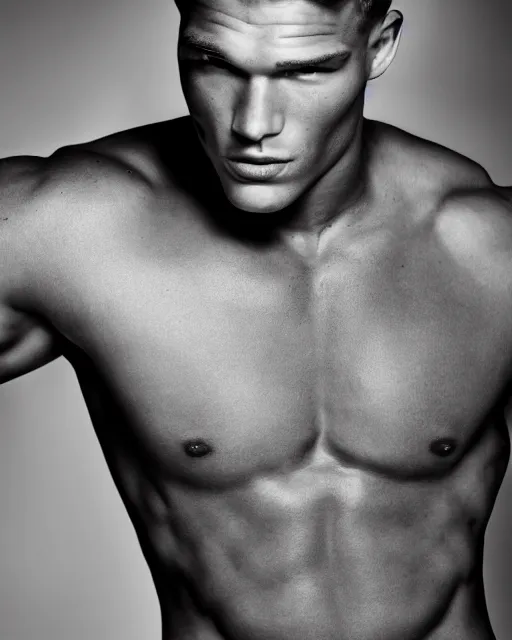 Prompt: portrait of matthew noszka, deep looking into the camera, high cheekbones, herculean, bulging muscular figure, beautiful gigachad, soft lighting, highly detailed face, sharp focus, photo by herb ritts