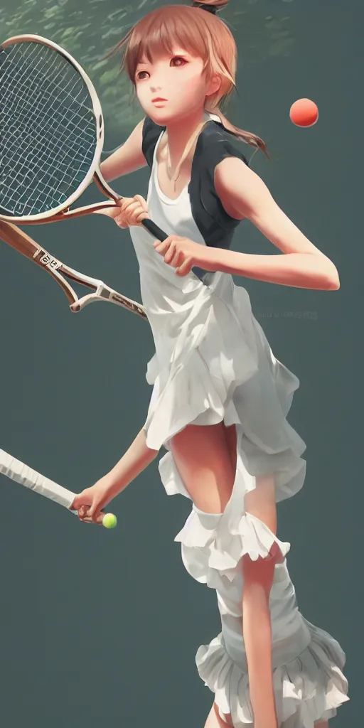 Prompt: a beautiful young elegant girl playing tennis, with a close-up of the upper body,Japanese anime style, gorgeous atmosphere, full of details, matte painting, concept art, smooth, by Shinkai Makoto and Ina Wong and wlop ，trending on cgsociety and artstation，8kHDR，light effect