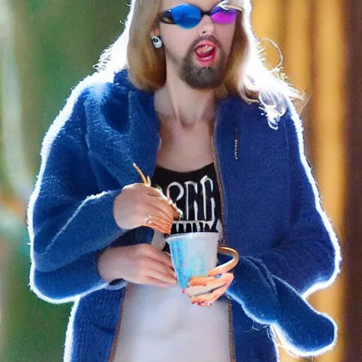 Image similar to taylor swift with a long blue beard