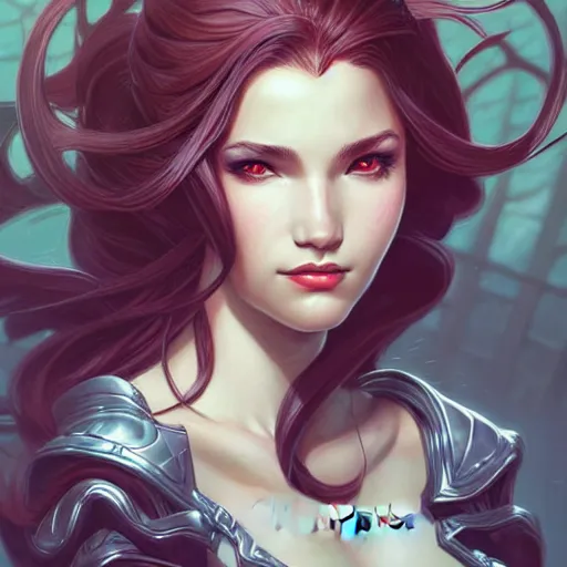 Image similar to head and shoulders portrait of Katarina from League of Legends illustration, medium shot, intricate, elegant, highly detailed, digital art, ffffound, art by JC Leyendecker and sachin teng