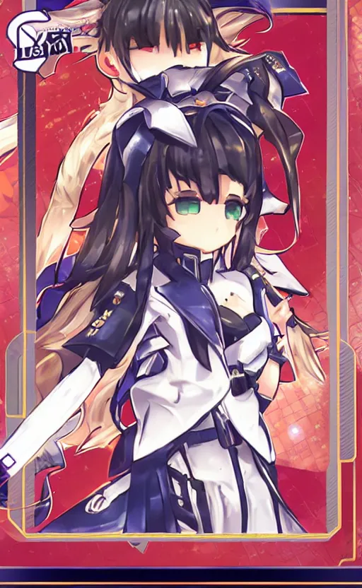 Image similar to the front of a modern trading card, high details, high resolution, azur lane style, no artifacts, noise filtered