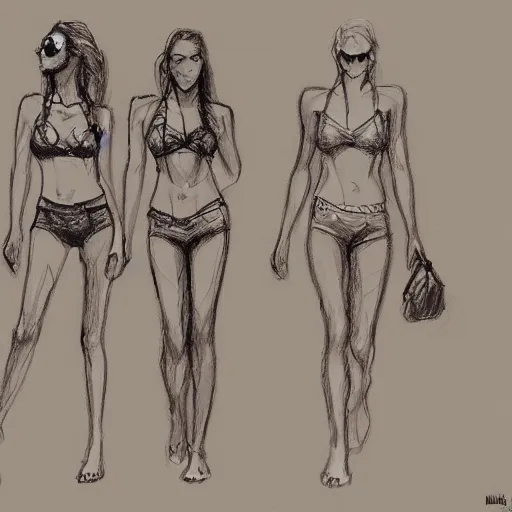 Prompt: a sketch drawing, holidays, maui, beach, beautiful people, by gabo mendoza, trending on artstation