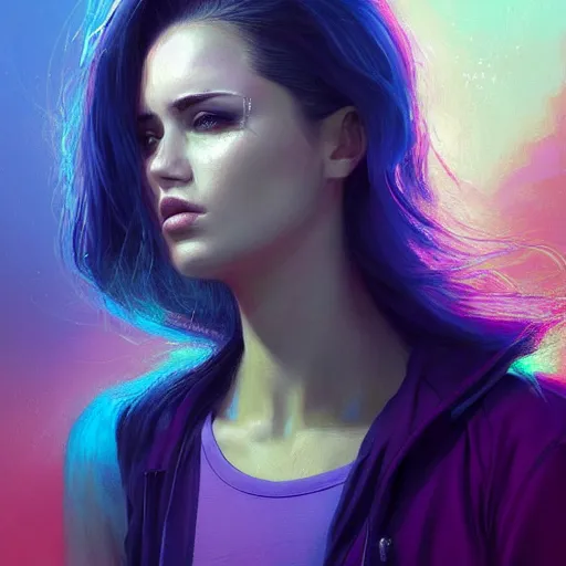 Prompt: electric woman, cute - fine - face, pretty face, oil slick hair, realistic shaded perfect face, extremely fine details, realistic shaded lighting, dynamic background, artgerm, 8 k ultra realistic, highly detailed, art by raphael lacoste, sylvain sarrailh, alena aenami, jeremy lipkin, michael garmash, ando tadao, kan liu