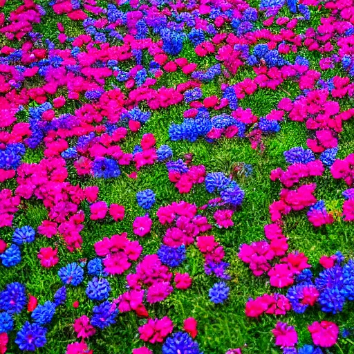 Image similar to Hundreds of colorful flowers blossoming, climax, brilliant, cinematic, epic, 8k, sharp focus