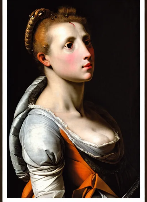 Image similar to a stunning young female cyborg profile face, by annibale carracci, by caspar david friedrich, glamor shot, nikon d 7 5 0, closeup, f / 2. 8, low contrast, 1 6 k, rim lighting, optical fiber, cinematic lighting, insanely detailed and intricate, hypermaximalist, elegant, ornate, hyper realistic