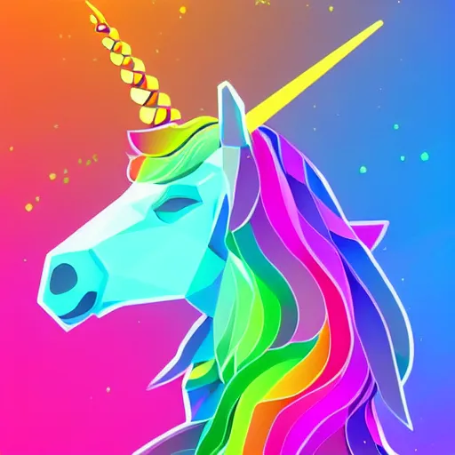 Image similar to a psychedelic neon technicolor portrait illustration of a low poly unicorn in geometric kaleidoscopic colors trending on artstation 4 k intricate extremely detailed digital art