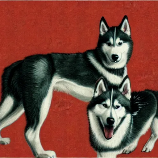 Prompt: husky wallpaper in art deco style