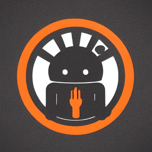 Image similar to logo redesign of the android logo ( andy ) but wearing a orange hoodie