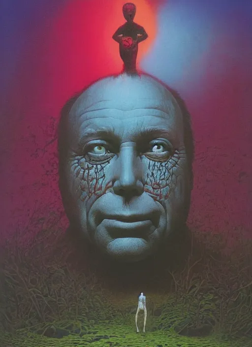 Image similar to alex jones by lisa frank and zdzislaw beksinski