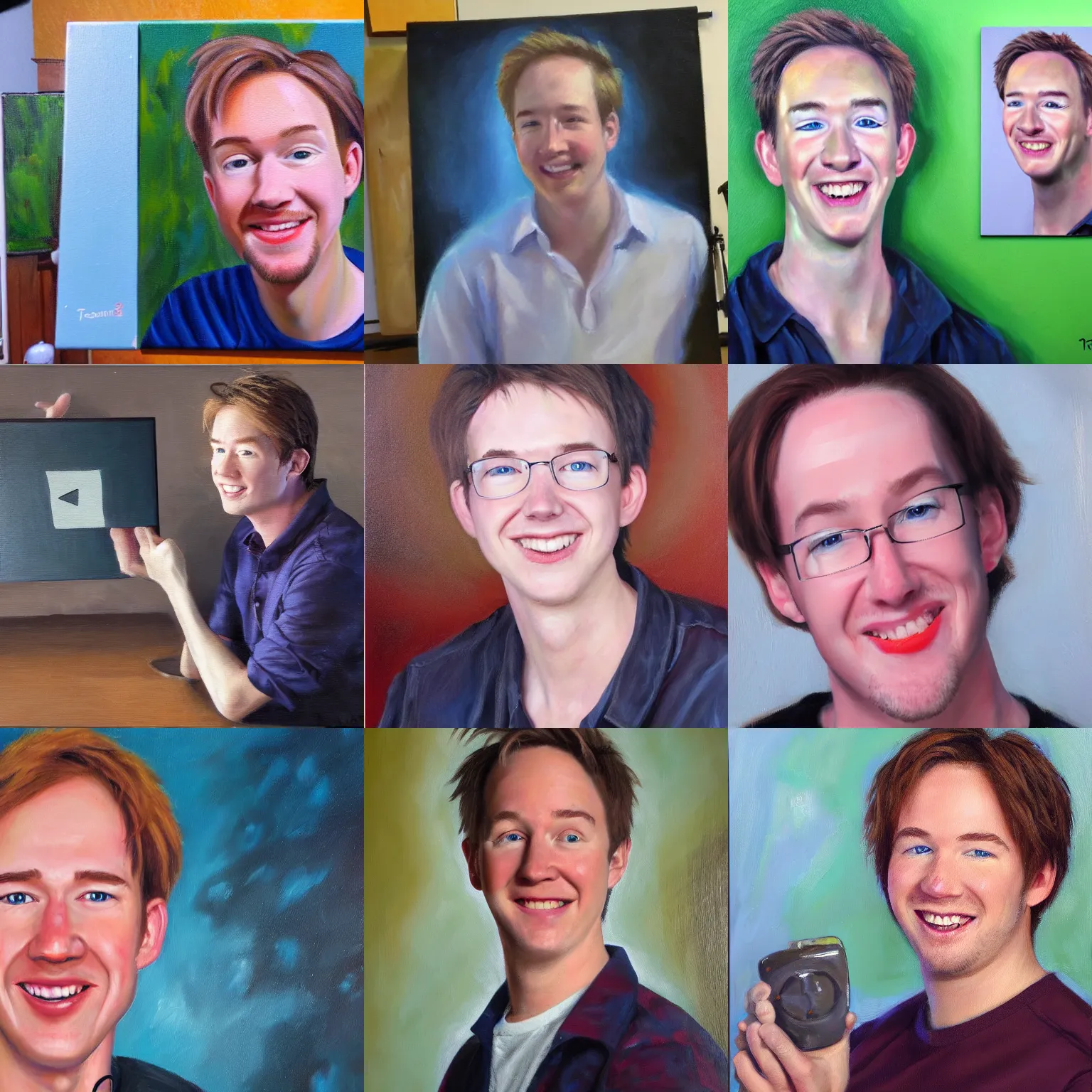 Prompt: realistic oil painting of youtuber tom scott