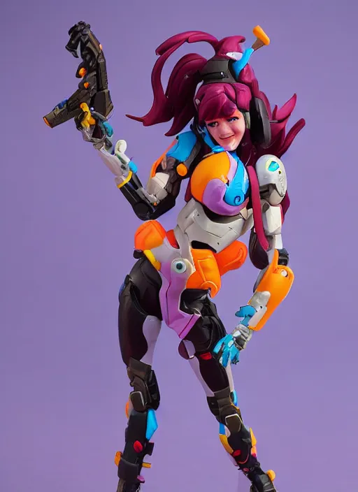 Image similar to d. va from overwatch at burning man, stop motion vinyl action figure, plastic, toy, in style of boris vallejo, 3 5 mm