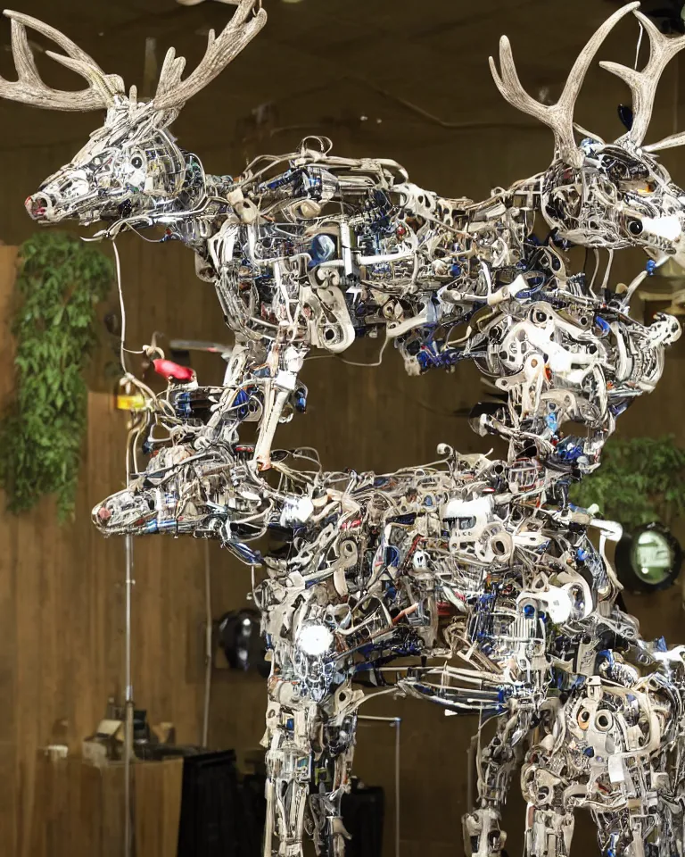 Prompt: an animatronics cybernetic deer