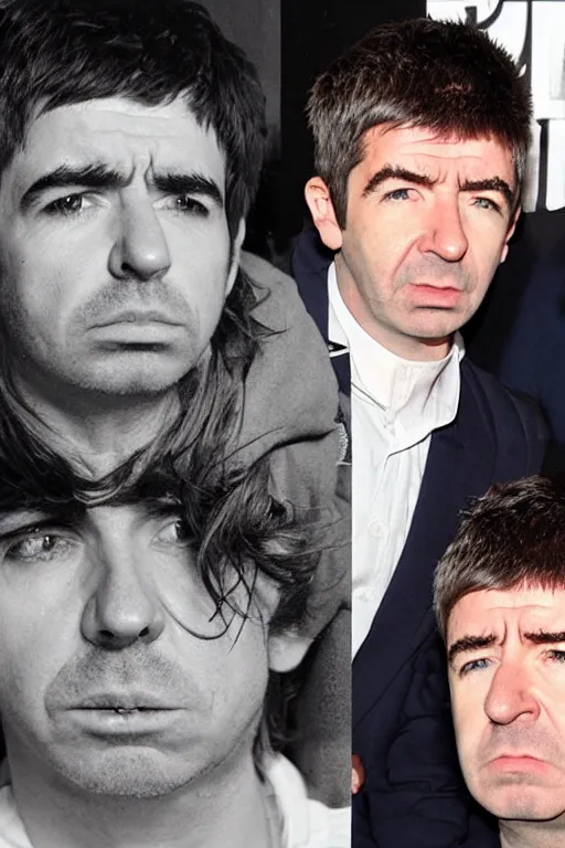 Prompt: noel gallagher with eyebrows 2 metres long