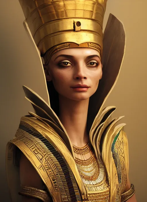 Image similar to an anthropomorphic beautiful female wizard of pharaoh portrait wearing robe, fine art, award winning, intricate, elegant, sharp focus, octane render, hyperrealistic, cinematic lighting, highly detailed, digital painting, 8 k concept art, art by jamie hewlett and z. w. gu, masterpiece, trending on artstation, 8 k