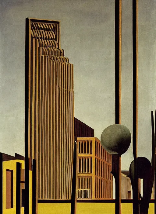 Image similar to a painting of an aldo rossi building by giorgio de chirico