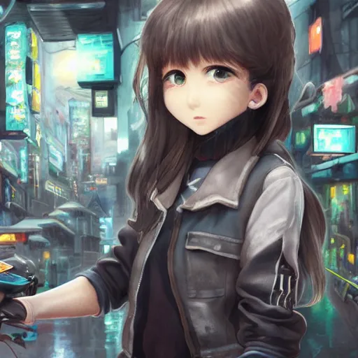 Image similar to dynamic composition, motion, ultra-detailed, incredibly detailed, a lot of details, amazing fine details and brush strokes, colorful and grayish palette, smooth, HD semirealistic anime CG concept art digital painting, watercolor oil painting of Clean and detailed post-cyberpunk sci-fi close-up schoolgirl in asian city in style of cytus and deemo, blue flame, relaxing, calm and mysterious vibes,, by a Chinese artist at ArtStation, by Huang Guangjian, Fenghua Zhong, Ruan Jia, Xin Jin and Wei Chang. Realistic artwork of a Chinese videogame, gradients, gentle an harmonic grayish colors. set in half-life 2, Matrix, GITS, Blade Runner, Neotokyo Source, Syndicate(2012), dynamic composition, beautiful with eerie vibes, very inspirational, very stylish, with gradients, surrealistic, dystopia, postapocalyptic vibes, depth of field, mist, rich cinematic atmosphere, perfect digital art, mystical journey in strange world