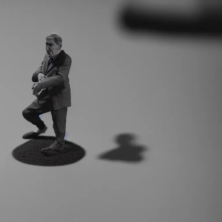 Image similar to a cinematic film still of a claymation stop motion film starring robert de niro, portrait, shallow depth of field, 8 0 mm, f 1. 8