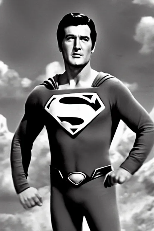 Image similar to rock hudson playing superman in 1 9 7 8, superhero movie