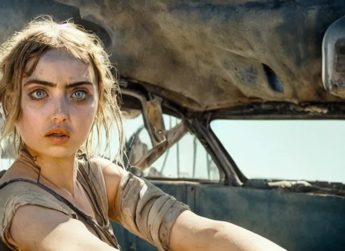 Prompt: ana de armas in mad max fury road, cinestill colour, anamorphic