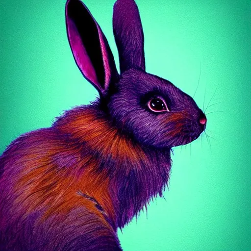 Image similar to fantasy cute black rabbit portrait, colorful background, fantasy art, concept, art, computer art, high detail, 4 k