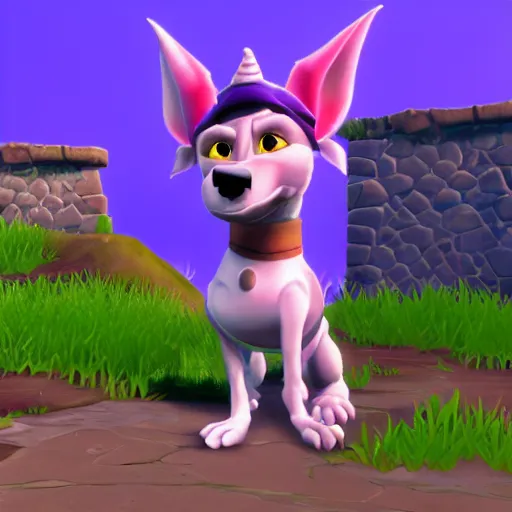 Image similar to screenshot of a cute anthropomorphic dog as an npc in spyro the dragon video game, with playstation 1 graphics, activision blizzard, upscaled to high resolution