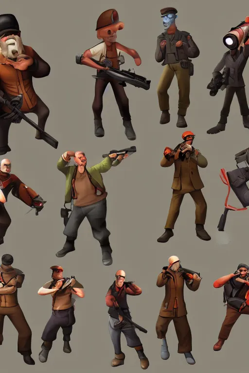 Image similar to team fortress 2 character art by moby francke