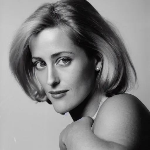 Prompt: photo of a gorgeous 20-year-old Gillian Anderson with a 1970s hairstyle by Mario Testino, detailed, head shot, award winning, Sony a7R -