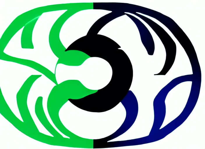 Prompt: A yin-yang logo in green and blue