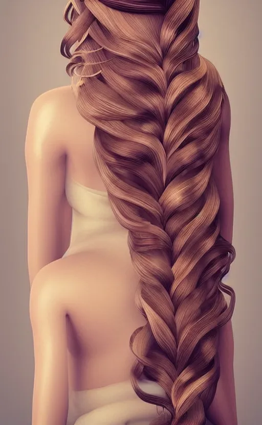 Prompt: beautiful long hairstyle, pinterest hair picture, back of the hair, photograph, 3d render, highly realistic, concept art, highly detailed, full frame, no cut off of hair