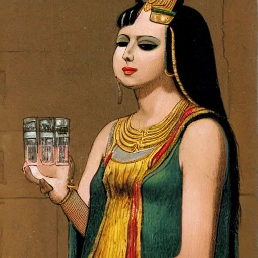 Prompt: cleopatra tasting poisons