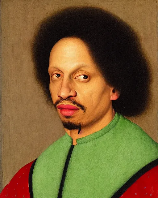 Prompt: a portrait of eric andre painted by jan van eyck, 4 k detail, portrait