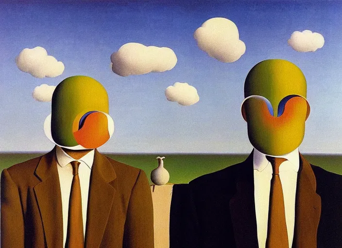 Prompt: change by rene magritte and salvadore dali