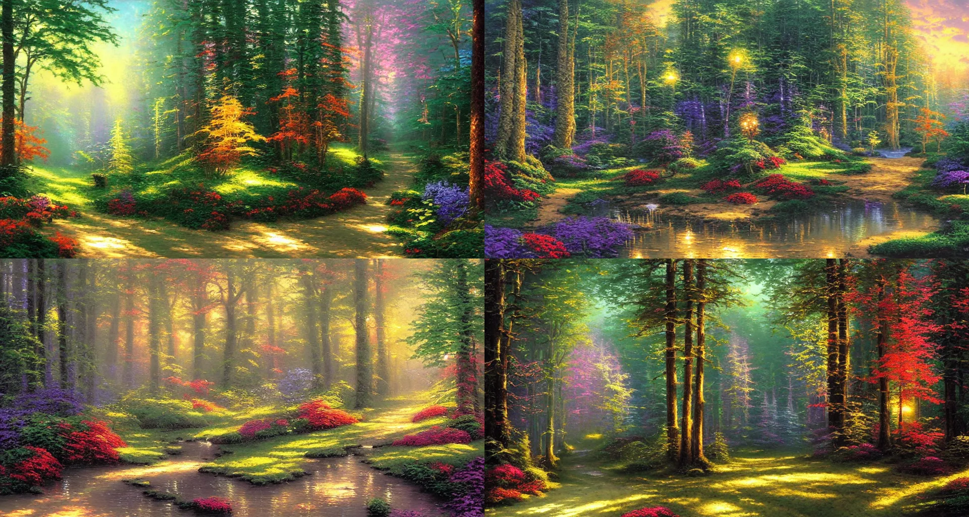 Prompt: forest, art by thomas kinkade