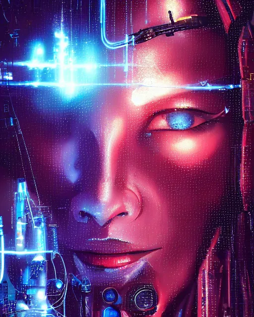 Image similar to a cyberpunk close up portrait of cyborg zeus, electricity, sparks, bokeh, soft focus, sparkling, glisten, water drops, cold, dark, geometric, temples behind her, by paul lehr, jesper ejsing