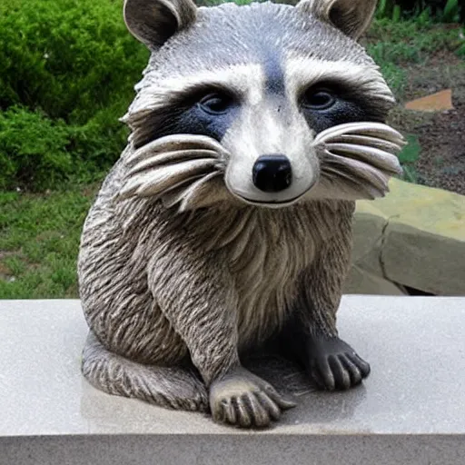 Prompt: Marble statue of a Raccoon