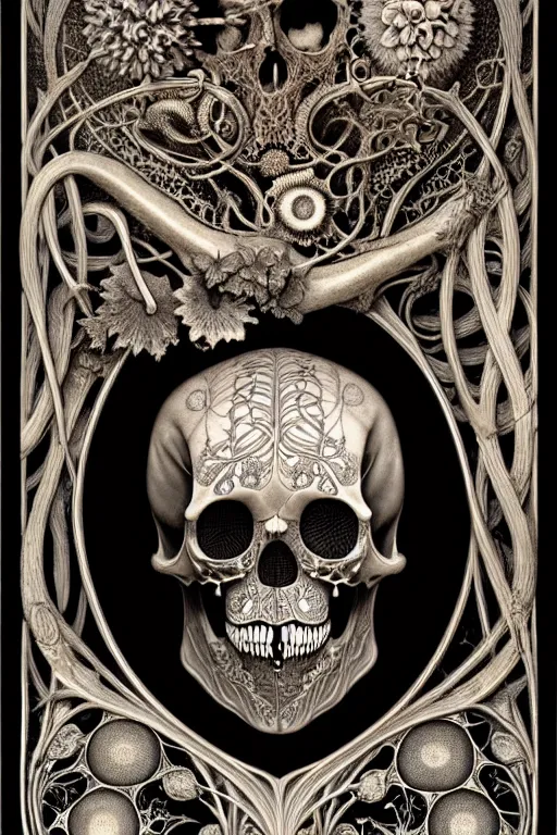 Image similar to art forms of nature by ernst haeckel, memento mori by arthur rackham, ornate antique porcelain beautiful skull mask, ultrasharp, photorealistic, hyperdetailed, octane render, polished, art nouveau, neo - gothic, gothic, intricate ornamental organic filigree, art nouveau botanicals, art forms of nature by ernst haeckel, horizontal symmetry, symbolist, visionary