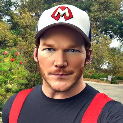 Prompt: Chris Pratt as Mario