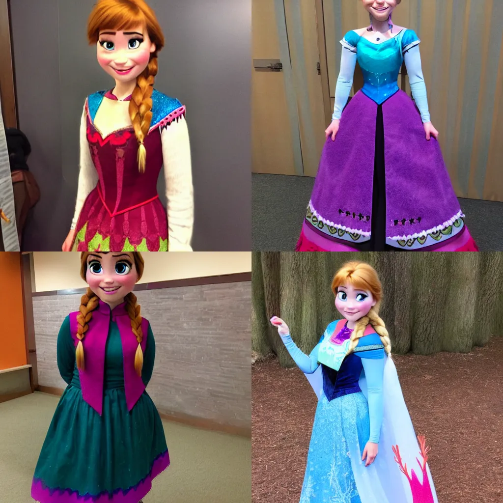 Prompt: anna from frozen as a real person