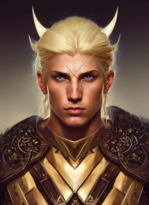 Prompt: symmetry! portrait of barbarian, short blond hair, d & d, muscular!! angry, armour, fantasy, intricate, elegant, highly detailed, digital painting, artstation, concept art, smooth, sharp focus, illustration, art by artgerm and greg rutkowski and alphonse mucha