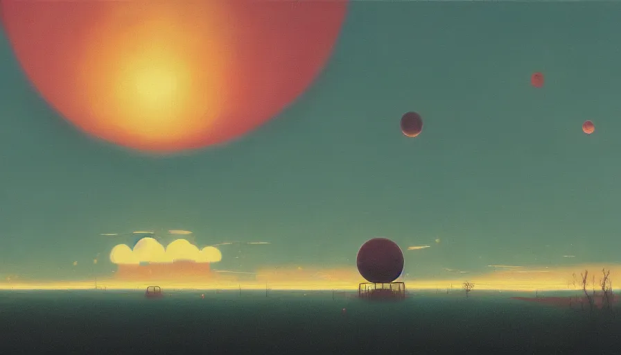 Image similar to clouds floating in front of the sun in space, simon stalenhag, art deco painting