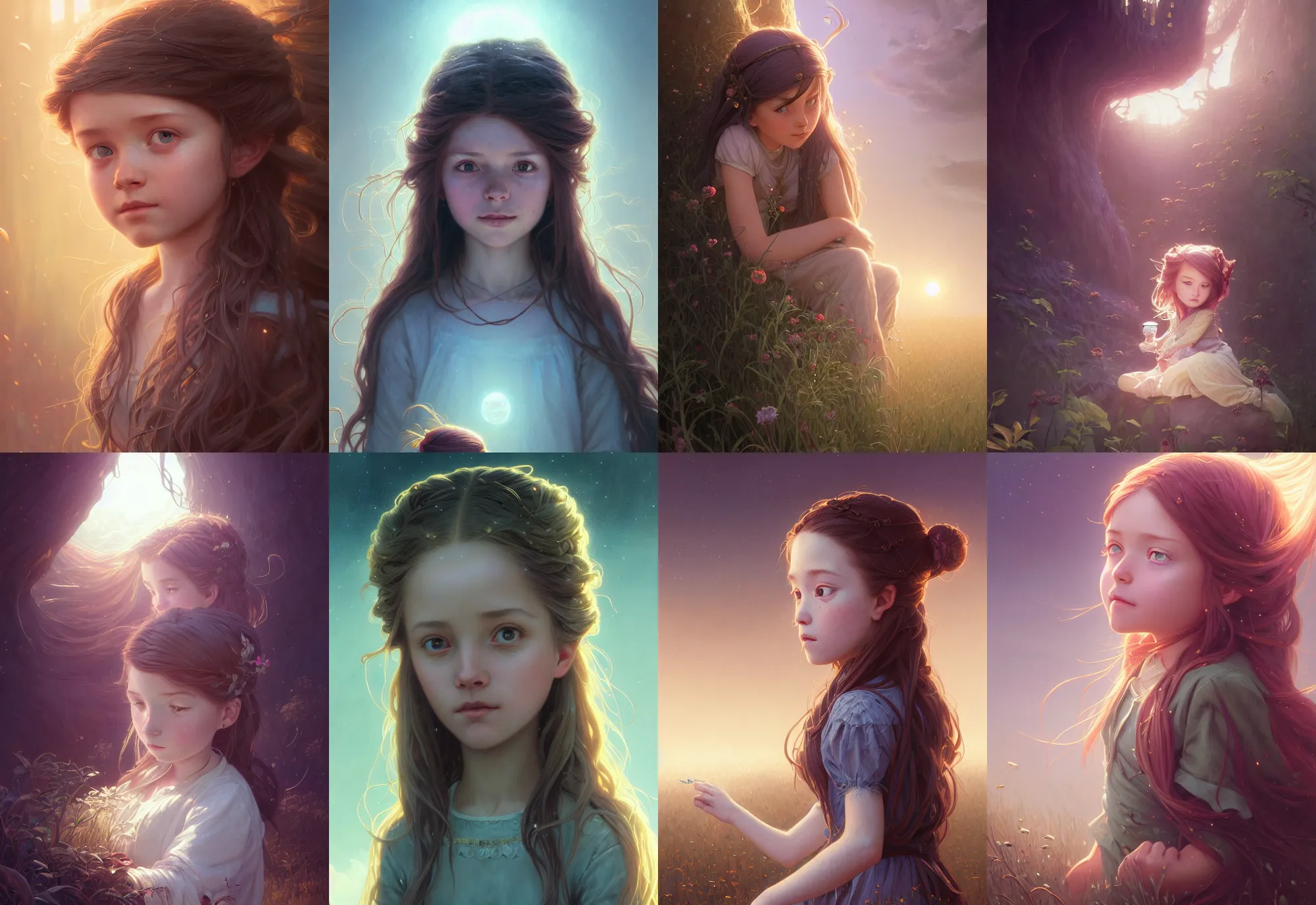 Prompt: highly detailed portrait of a thinking little girl with long hairs, stephen bliss, unreal engine, fantasy art by greg rutkowski, loish, rhads, ferdinand knab, makoto shinkai and lois van baarle, ilya kuvshinov, rossdraws, tom bagshaw, alphonse mucha, global illumination, radiant light, detailed and intricate environment