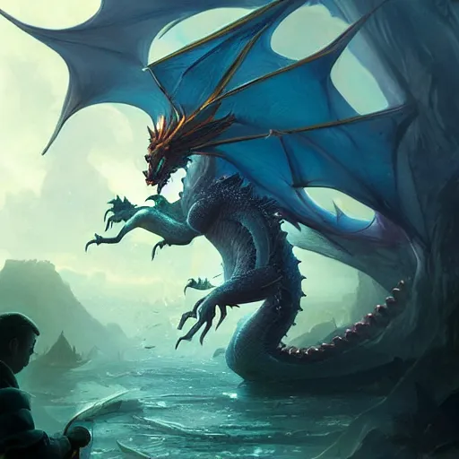 Prompt: Coherent body parts : magical dragon, epic fantasy style, in the style of Greg Rutkowski, hearthstone artwork