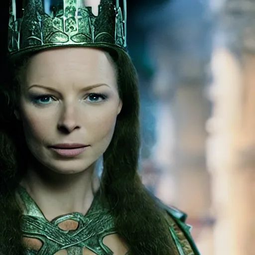 Prompt: rebecca ferguson as elf queen of lothlorien in lotr