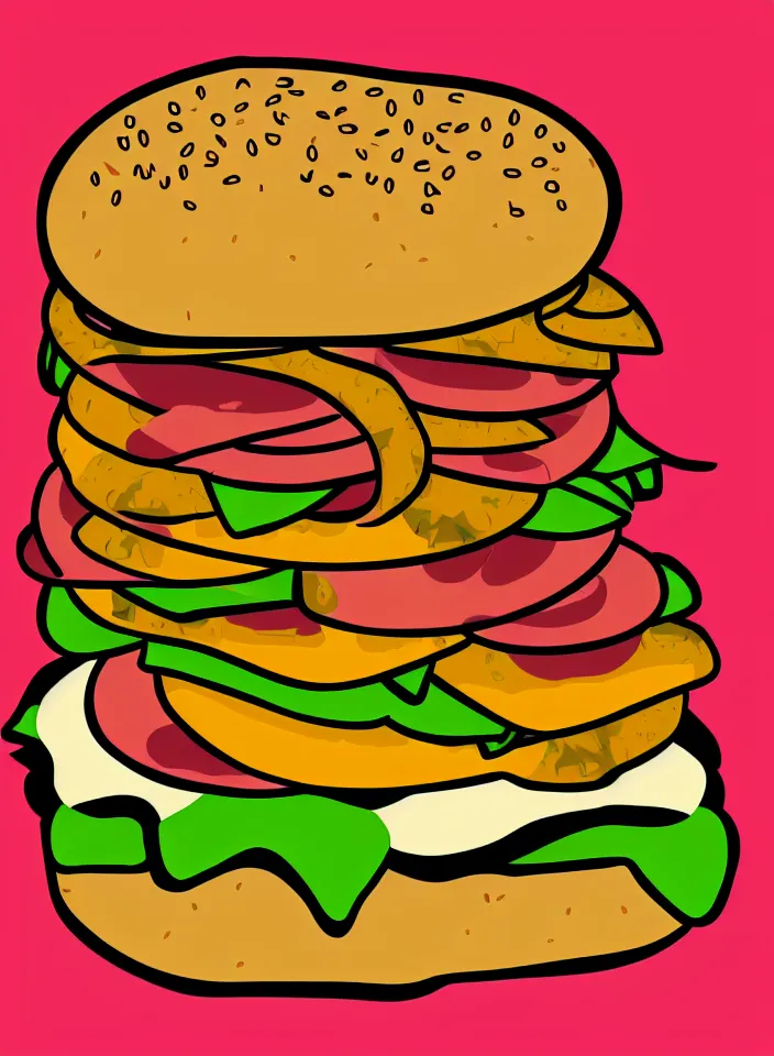 Image similar to pop art illustration of a cheeseburger, adobe illustrator