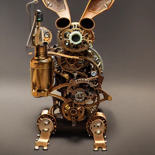 Image similar to a mechanical steampunk rabbit, 4 k