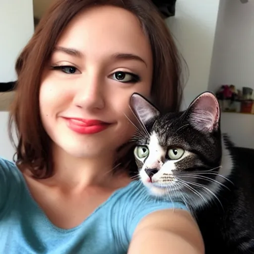 Prompt: a cat girl, selfie