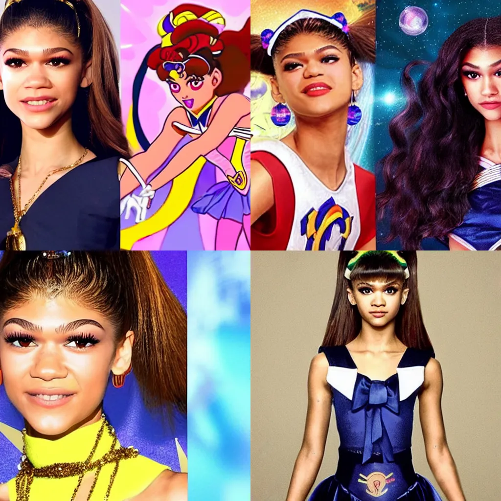 Prompt: Zendaya as live-action Sailor Moon