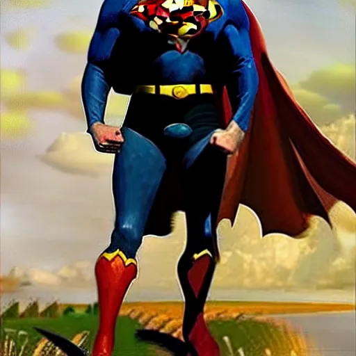 Image similar to greg manchess portrait ofsuperman in a medieval knight armour