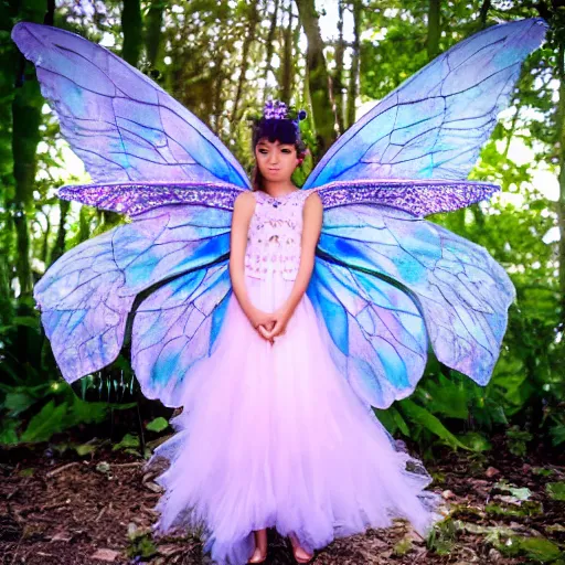 Prompt: photo of a beautiful fairy with crystal wings